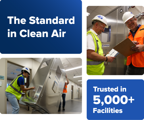 HEPACART team members inspecting and deploying containment equipment in a healthcare facility.