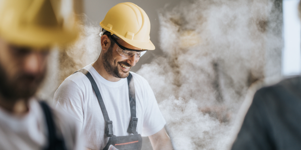 Construction worker in healthcare construction site