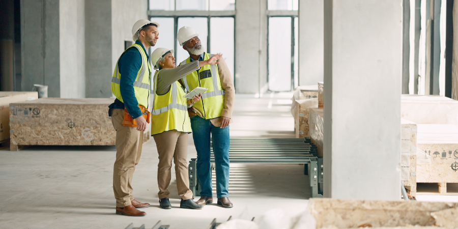 Construction crew planning healthcare